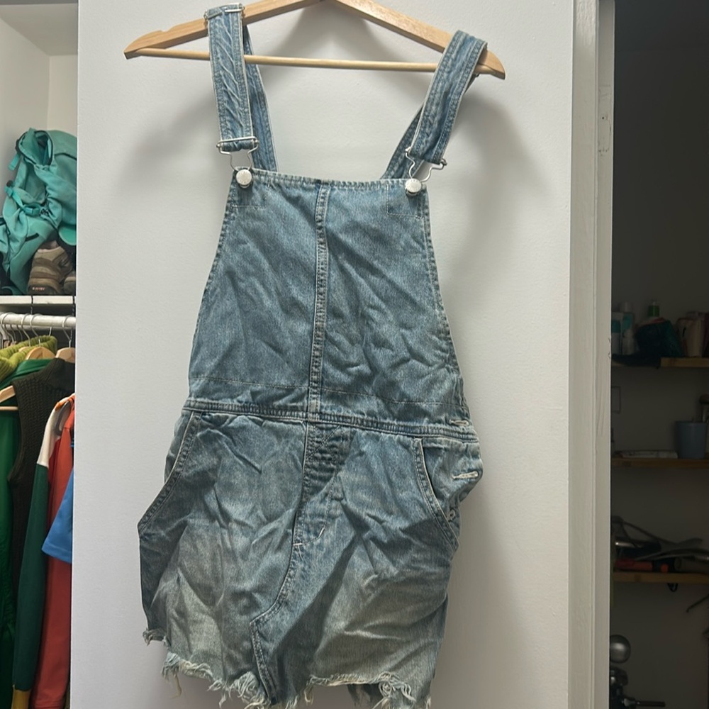 free people denim short overalls
